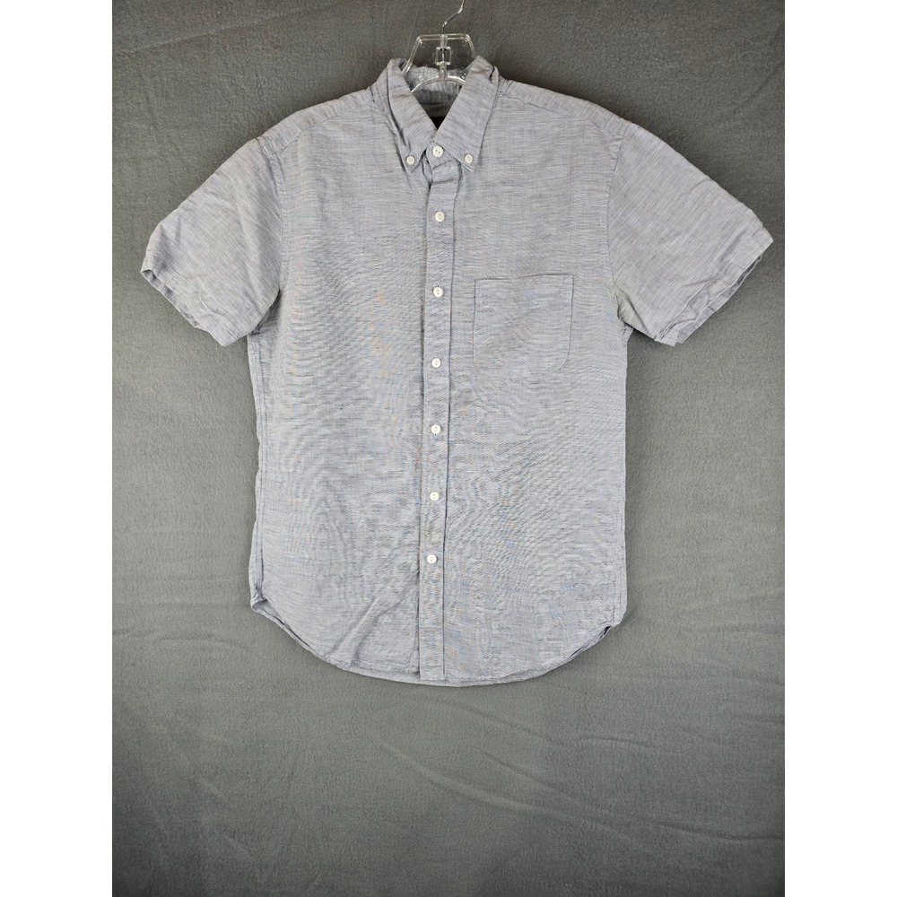 J. Crew Men's Irish Linen Baird McNutt Shirt Small Blue Button Down Stained